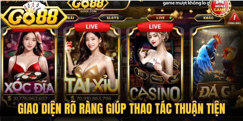 Giao diện rõ ràng giúp thao tác thuận tiện
