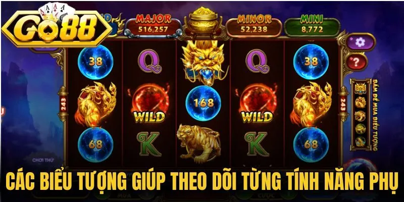 Kho Báu Tứ Linh Go88 - Săn Thưởng Cùng 4 Thần Thú Á Đông 4 Các biểu tượng giúp theo dõi từng tính năng phụ